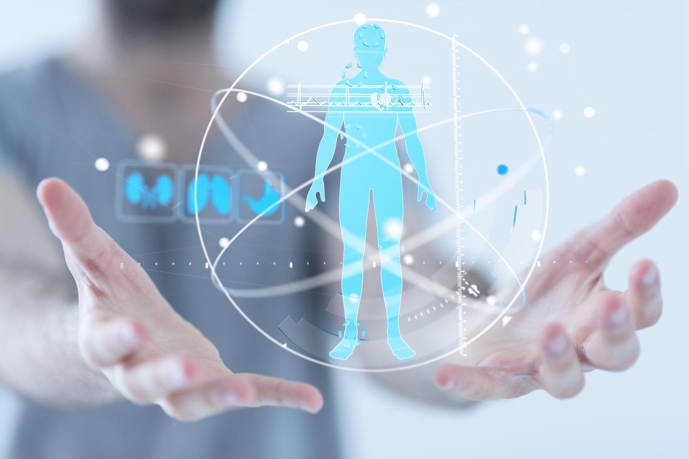 Human figure with elements, suggesting a theme of health and wellbeing